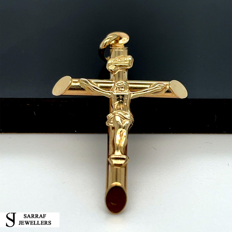 Crucifix Gold Cross, 9k Gold Pendant Cross For Men, Cross For Women, Cross Pendant, Genuine Cross Pendant - Sarraf Jewellers