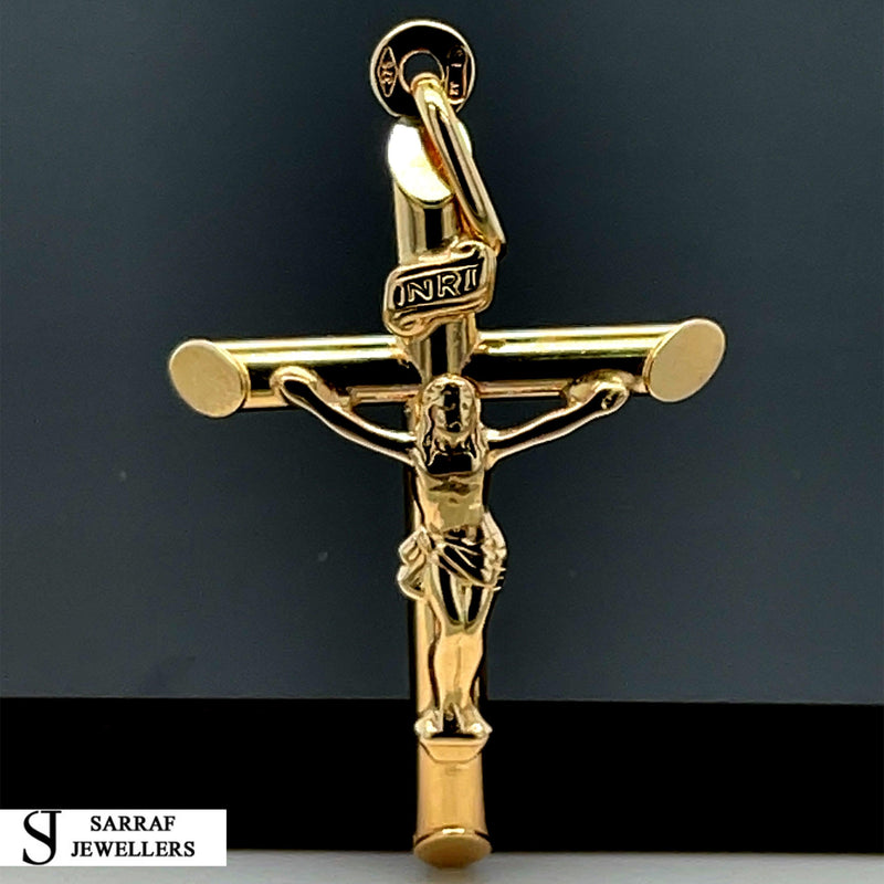 Crucifix Gold Cross, 9k Gold Pendant Cross For Men, Cross For Women, Cross Pendant, Genuine Cross Pendant - Sarraf Jewellers