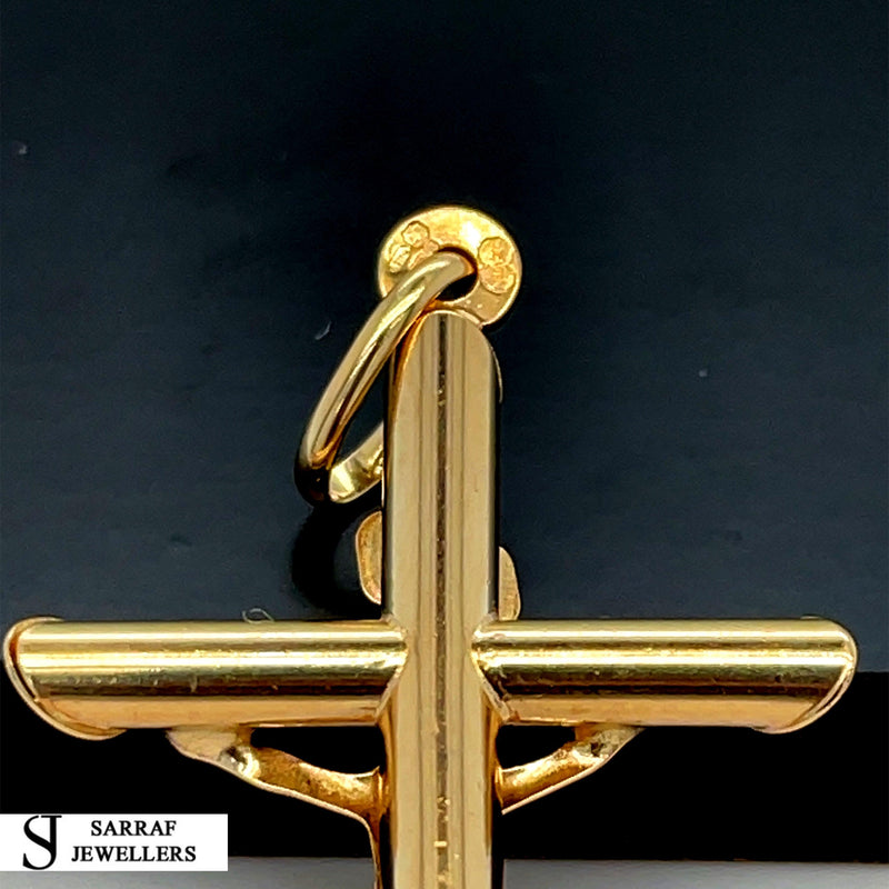 Crucifix Gold Cross, 9k Gold Pendant Cross For Men, Cross For Women, Cross Pendant, Genuine Cross Pendant - Sarraf Jewellers