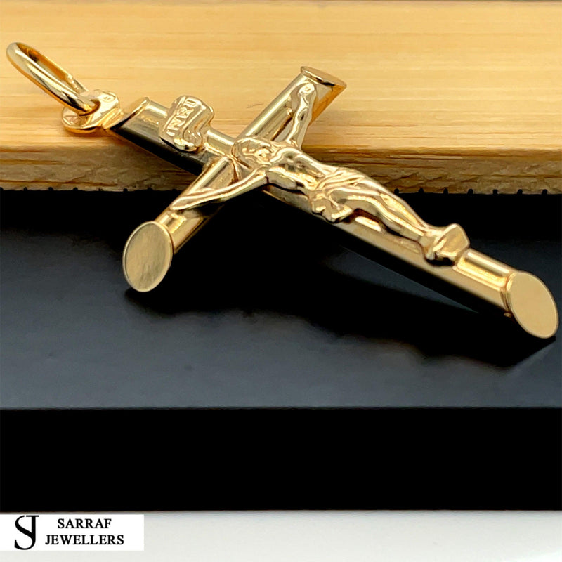 Crucifix Gold Cross, 9k Gold Pendant Cross For Men, Cross For Women, Cross Pendant, Genuine Cross Pendant - Sarraf Jewellers