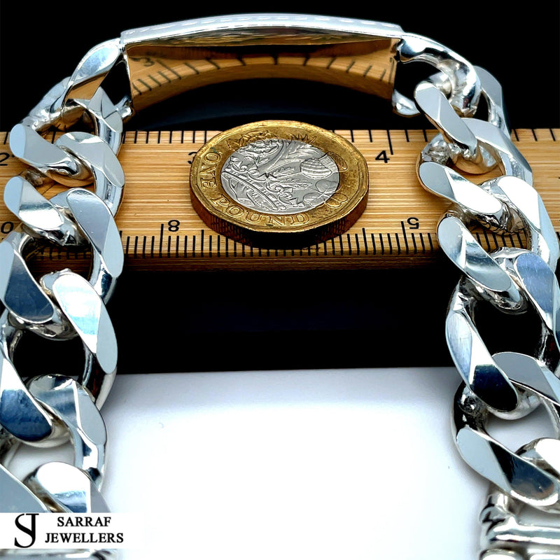 Cuban Curb ID BRACELET 925 SOLID Sterling Silver Heavy Mens Royal Jewellery NEW* - Sarraf Jewellers