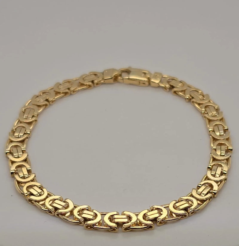 Flat Byzantine Bracelet 9ct Yellow Gold | Shop Online Sarraf Jewellers UK