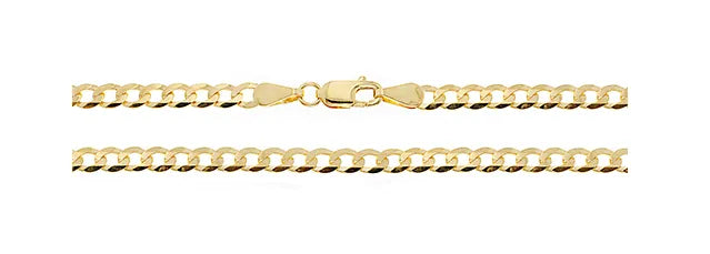 Flat Beveled Curb Chain 9ct Yellow Gold | Shop Online Sarraf Jewellers UK - Sarraf Jewellers