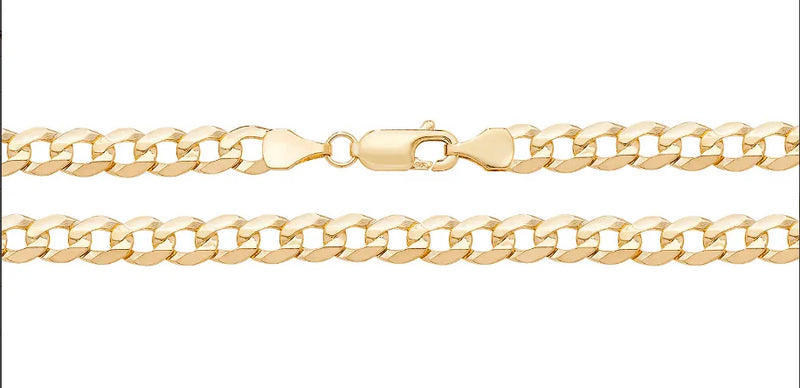 Flat Bevelled Curb Chain 9ct Yellow Gold | Shop Online Sarraf Jewellers UK - Sarraf Jewellers