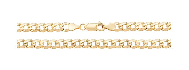 Flat Bevelled Curb Chain 9ct Yellow Gold | Shop Online Sarraf Jewellers UK - Sarraf Jewellers