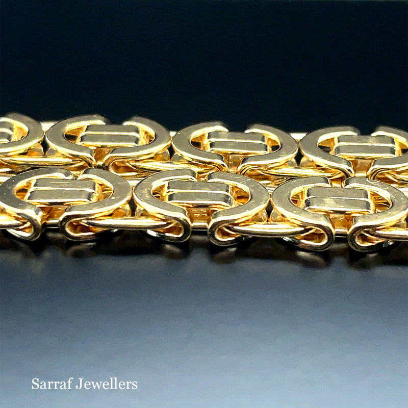 Flat Byzantine Bracelet 9ct Yellow Gold | Shop Online Sarraf Jewellers UK - Sarraf Jewellers