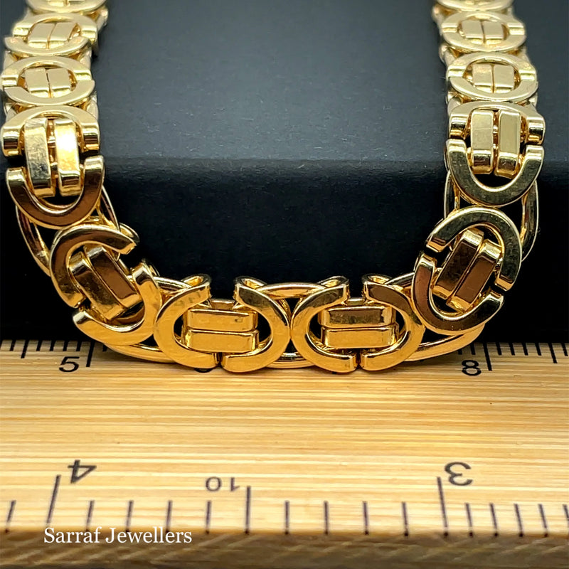 Flat Byzantine Bracelet 9ct Yellow Gold | Shop Online Sarraf Jewellers UK - Sarraf Jewellers