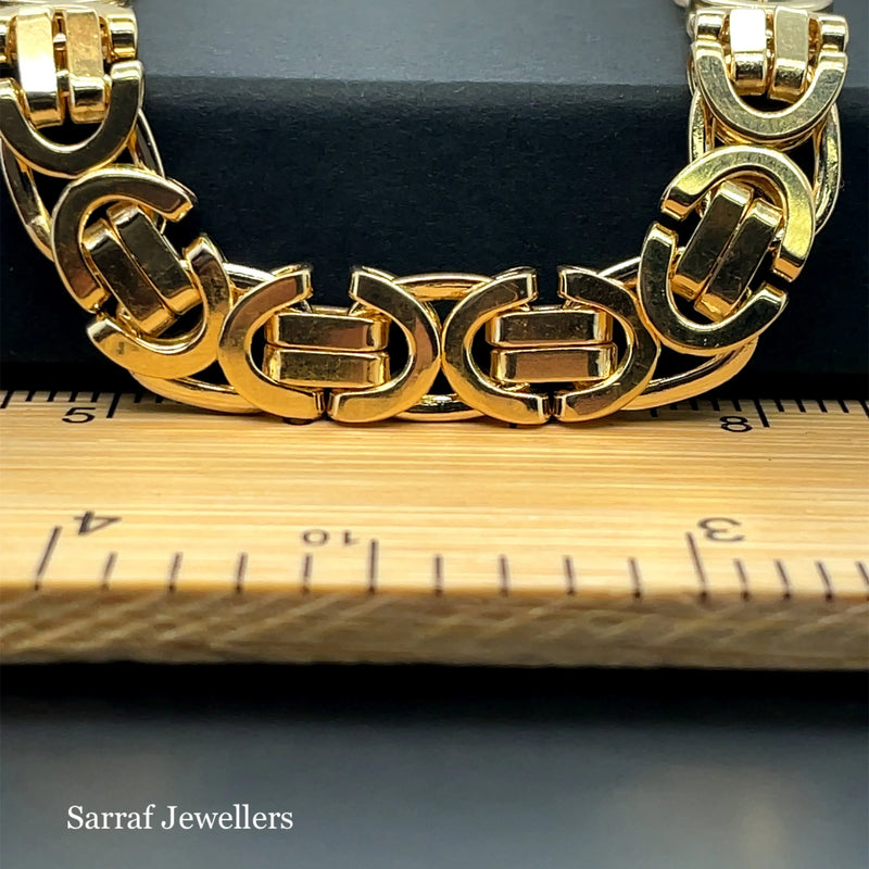 Flat Byzantine Bracelet 9ct Yellow Gold | Shop Online Sarraf Jewellers UK - Sarraf Jewellers