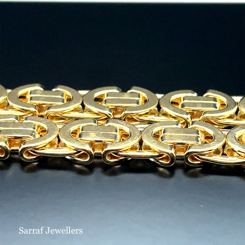 Flat Byzantine Bracelet 9ct Yellow Gold | Shop Online Sarraf Jewellers UK - Sarraf Jewellers