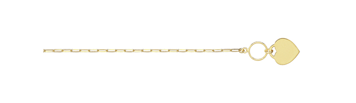 Gold on Silver T-Bar Heart Charm Paperclip Link Bracelet Ladies Plain Desing | Shop Online Sarraf Jewellers UK - Sarraf Jewellers