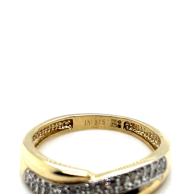 Gold Ring, 9ct Gold Ring, Simple Gold Ring, Ladies Gold Ring, Yellow Gold Cz Ring - Sarraf Jewellers