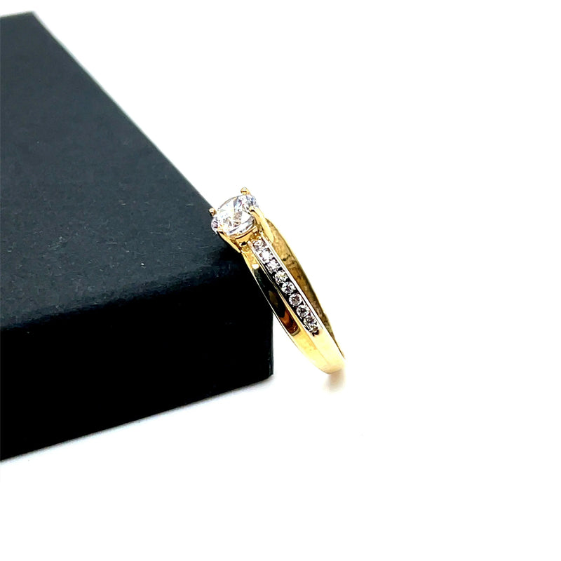 Gold Ring, Ladies Solitaire Engagment Ring, 9ct Yellow Gold Ring Cubic Zirconia, Wedding Band, Single Stone - Sarraf Jewellers