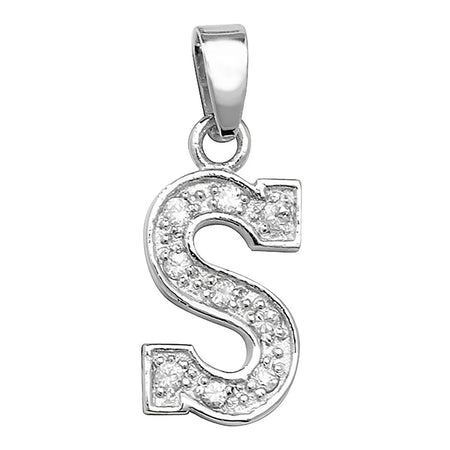 INITIALS LETTERS PENDANT A to Z 925 Sterling Silver Simulated Diamond CZ Design UK Hallmarked | Shop Online Sarraf Jewellers UK - Sarraf Jewellers