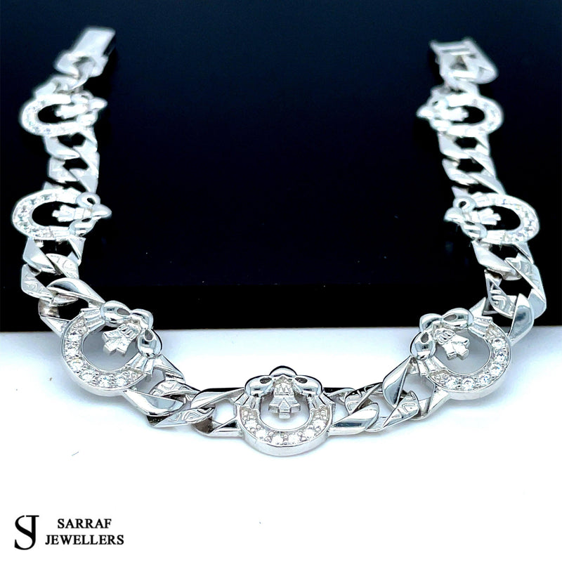 Irish Celtic Claddagh BRACELET Solid 925 Silver Sterling CZ Gemstone Display NEW - Sarraf Jewellers