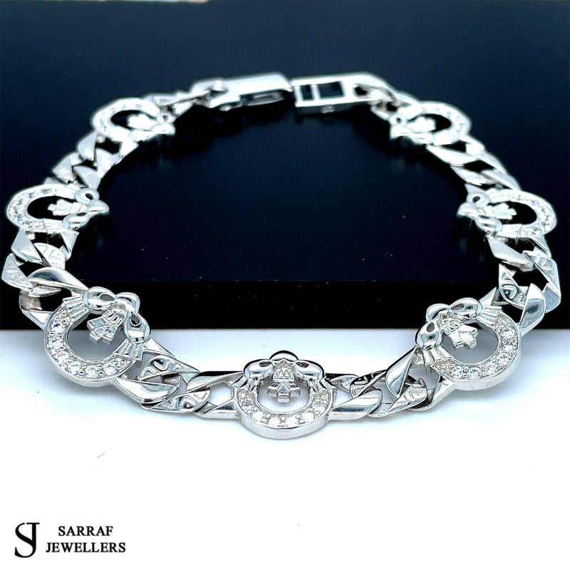 Irish Celtic Claddagh BRACELET Solid 925 Silver Sterling CZ Gemstone Display NEW - Sarraf Jewellers