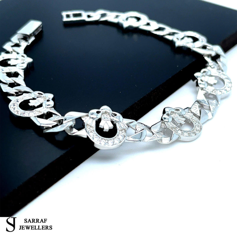 Irish Celtic Claddagh BRACELET Solid 925 Silver Sterling CZ Gemstone Display NEW - Sarraf Jewellers