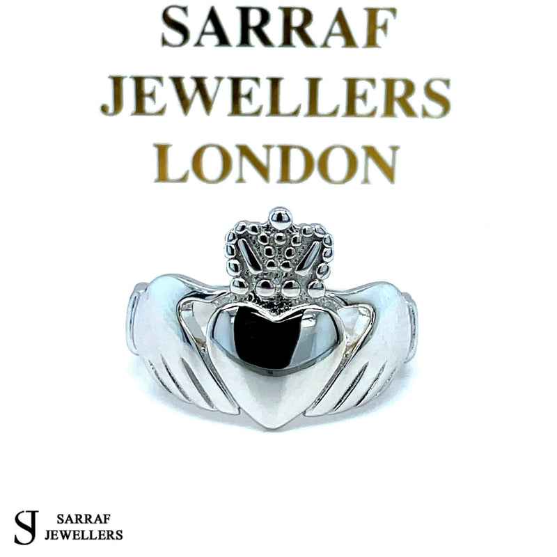 Ladies Irish Claddagh Rings 925 Sterling Silver Plain Design UK Hallmarked | Shop Online Sarraf Jewellers UK - Sarraf Jewellers