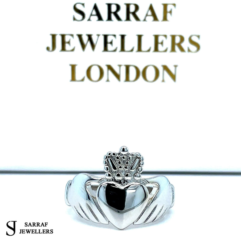 Ladies Irish Claddagh Rings 925 Sterling Silver Plain Design UK Hallmarked | Shop Online Sarraf Jewellers UK - Sarraf Jewellers