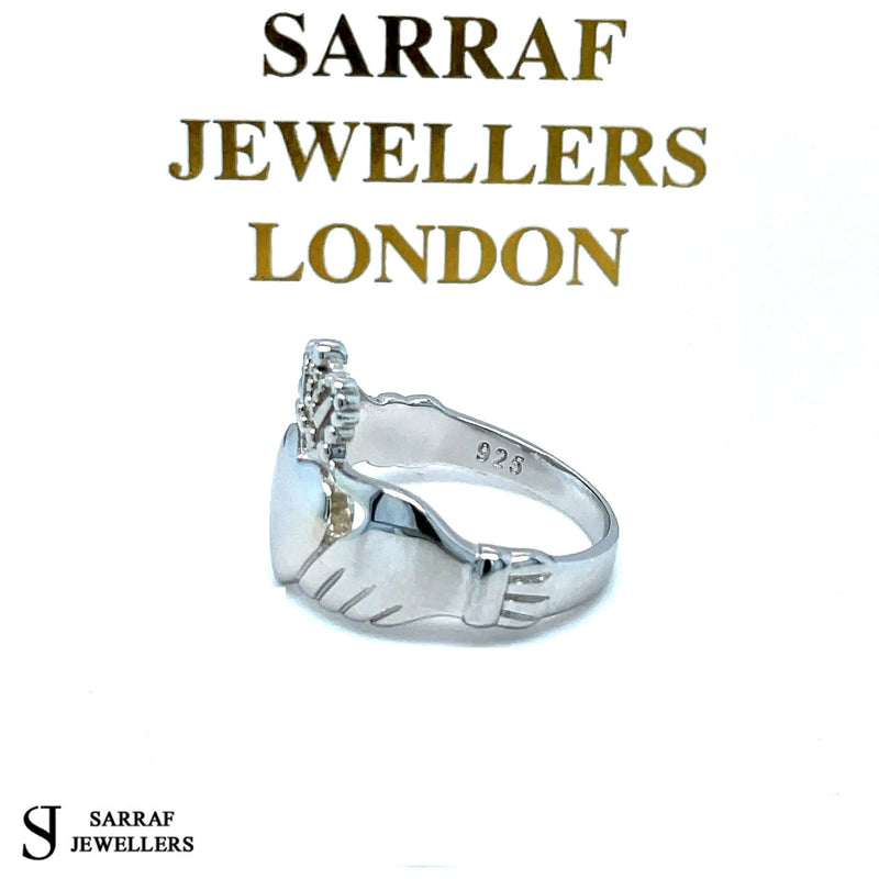 Ladies Irish Claddagh Rings 925 Sterling Silver Plain Design UK Hallmarked | Shop Online Sarraf Jewellers UK - Sarraf Jewellers