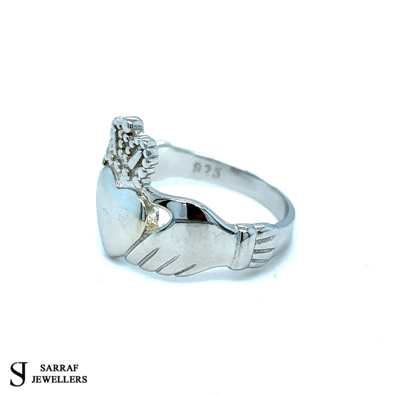 Ladies Irish Claddagh Rings 925 Sterling Silver Plain Design UK Hallmarked | Shop Online Sarraf Jewellers UK - Sarraf Jewellers