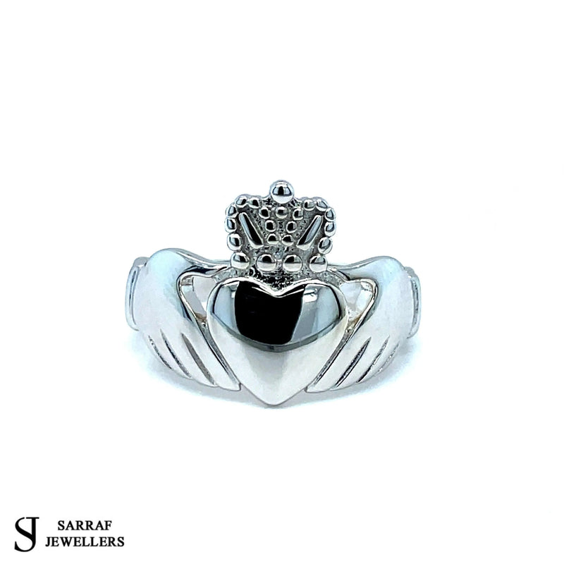 Ladies Irish Claddagh Rings 925 Sterling Silver Plain Design UK Hallmarked | Shop Online Sarraf Jewellers UK - Sarraf Jewellers