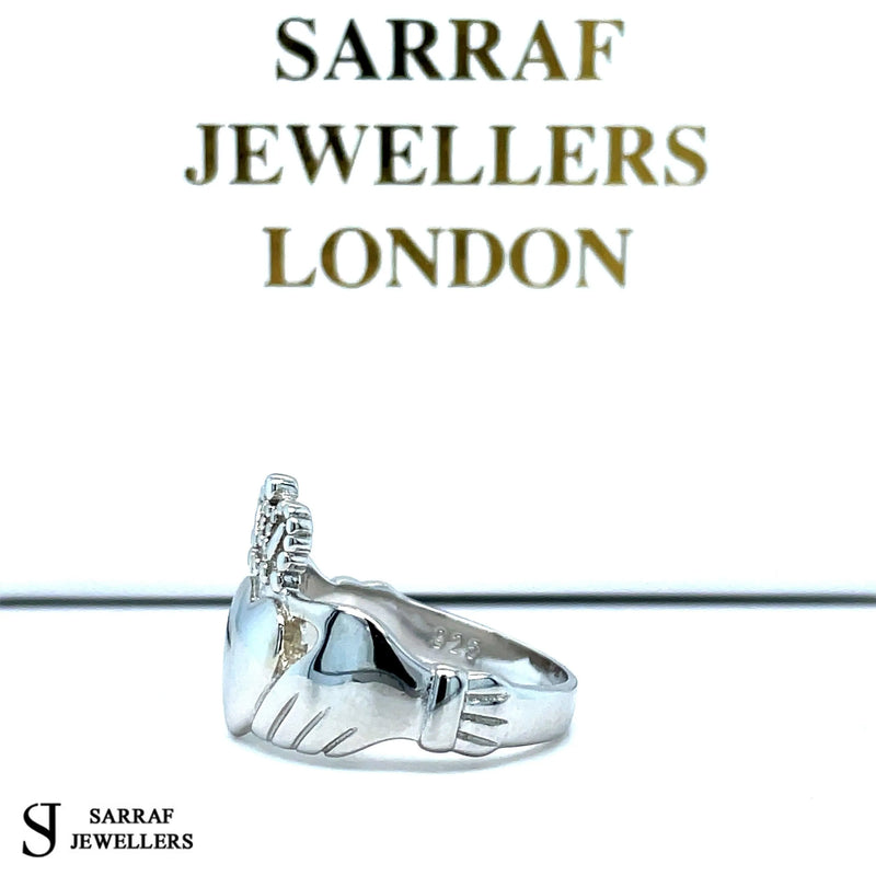 Ladies Irish Claddagh Rings 925 Sterling Silver Plain Design UK Hallmarked | Shop Online Sarraf Jewellers UK - Sarraf Jewellers