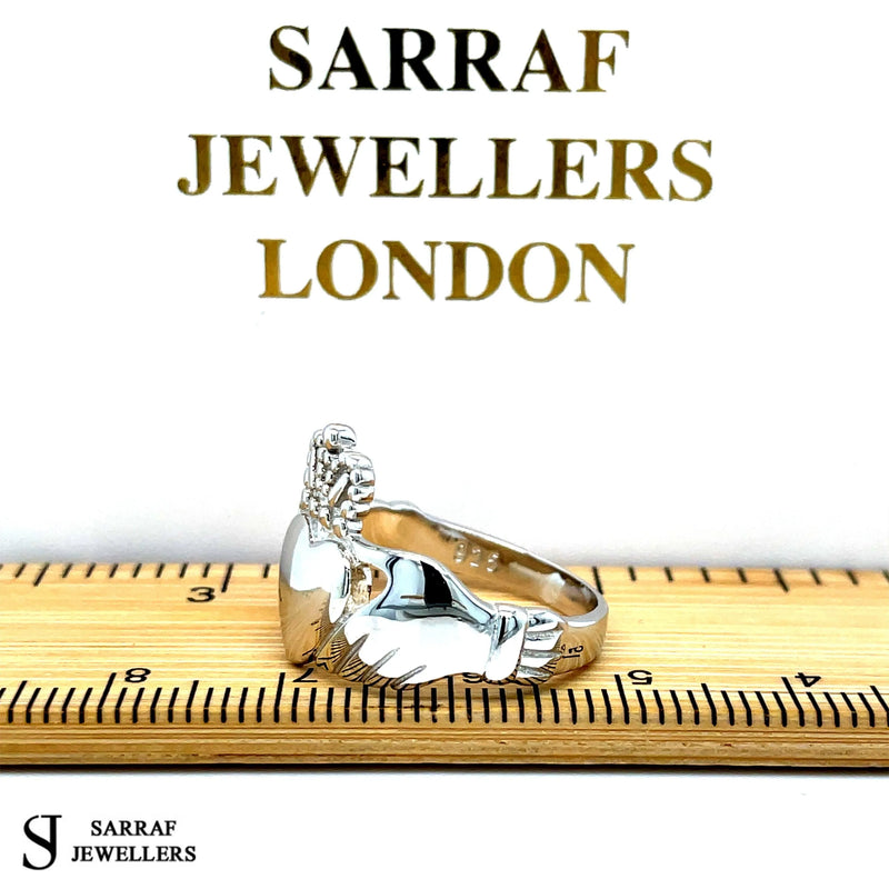 Ladies Irish Claddagh Rings 925 Sterling Silver Plain Design UK Hallmarked | Shop Online Sarraf Jewellers UK - Sarraf Jewellers