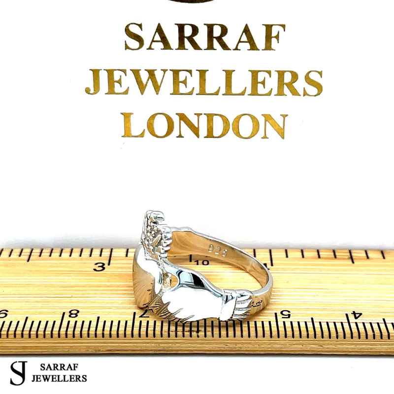 Ladies Irish Claddagh Rings 925 Sterling Silver Plain Design UK Hallmarked | Shop Online Sarraf Jewellers UK - Sarraf Jewellers