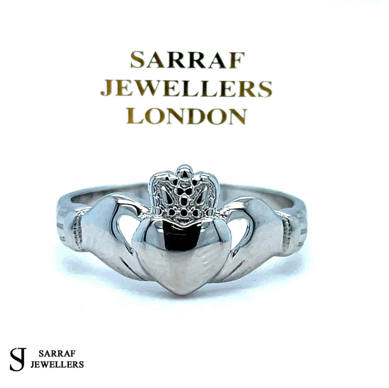 Ladies Irish Claddagh Rings 925 Sterling Silver Plain Design UK Hallmarked | Shop Online Sarraf Jewellers UK - Sarraf Jewellers