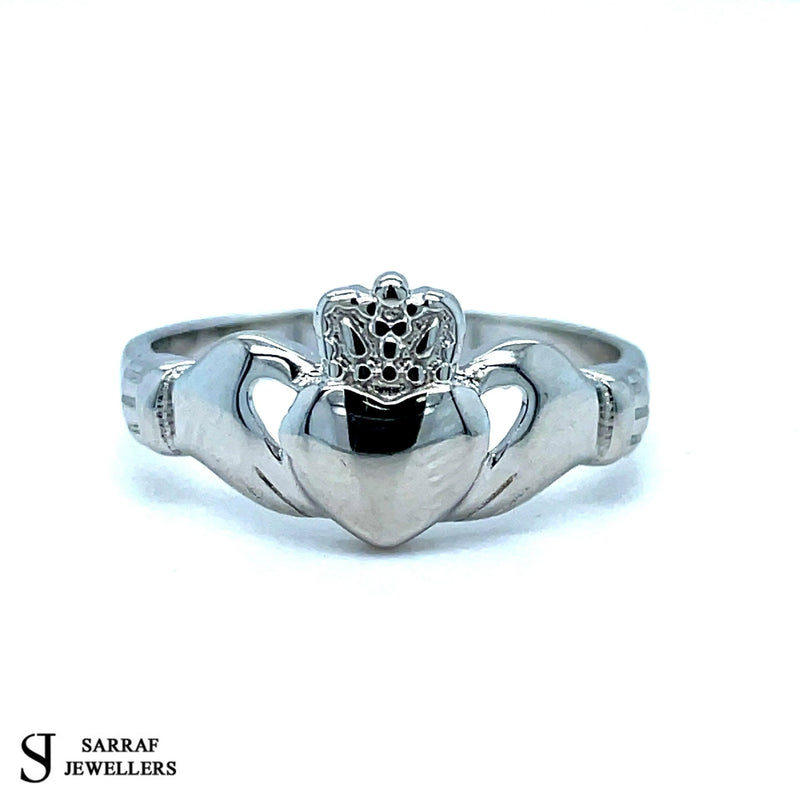 Ladies Irish Claddagh Rings 925 Sterling Silver Plain Design UK Hallmarked | Shop Online Sarraf Jewellers UK - Sarraf Jewellers