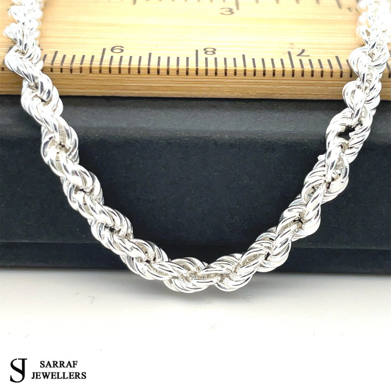 Ladies Silver Rope Bracelets Plain Design UK Hallmarked | Shop Online Sarraf Jewellers UK - Sarraf Jewellers