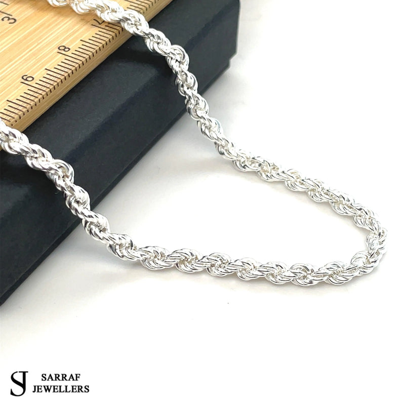 Ladies Silver Rope Bracelets Plain Design UK Hallmarked | Shop Online Sarraf Jewellers UK - Sarraf Jewellers