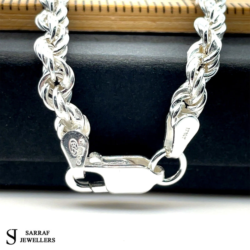 Ladies Silver Rope Bracelets Plain Design UK Hallmarked | Shop Online Sarraf Jewellers UK - Sarraf Jewellers