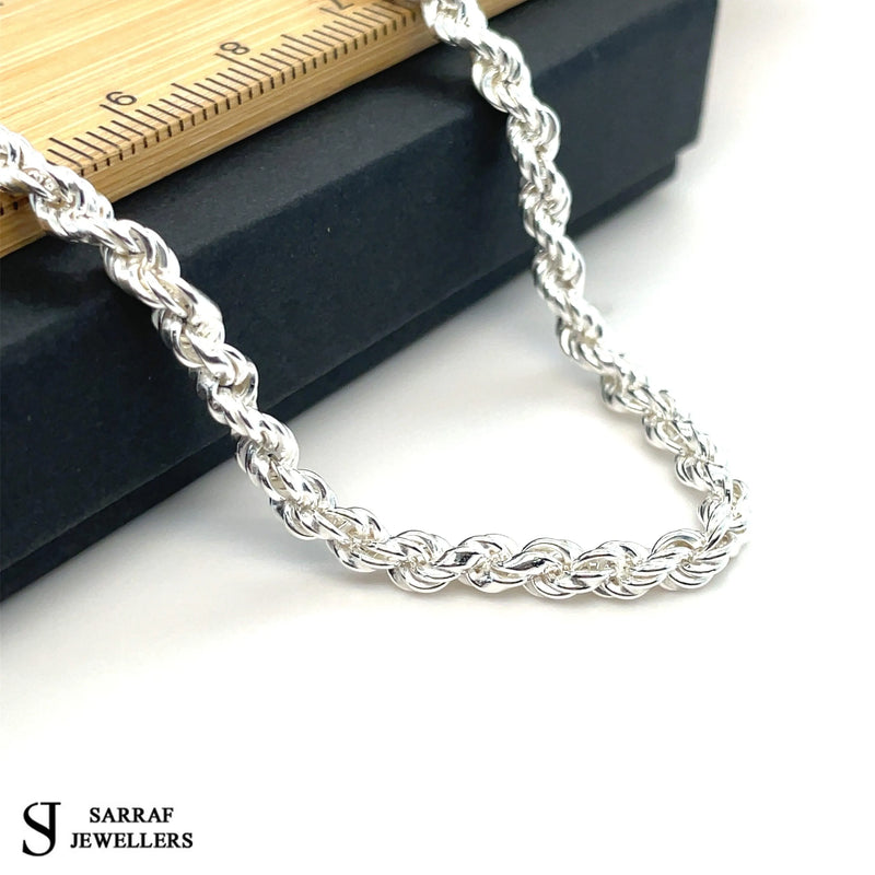 Ladies Silver Rope Bracelets Plain Design UK Hallmarked | Shop Online Sarraf Jewellers UK - Sarraf Jewellers