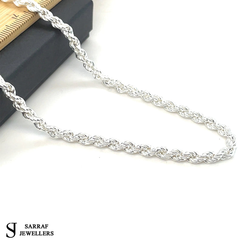 Ladies Silver Rope Bracelets Plain Design UK Hallmarked | Shop Online Sarraf Jewellers UK - Sarraf Jewellers