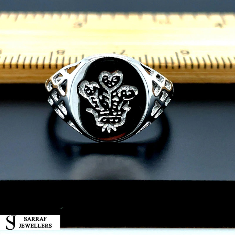 MAIDEN'S PRINCE OF WALES FEATHERS 925 Silver Sterling Signet Ring Lightweight 2.1gr All Sizes Brand NEW* - Sarraf Jewellers