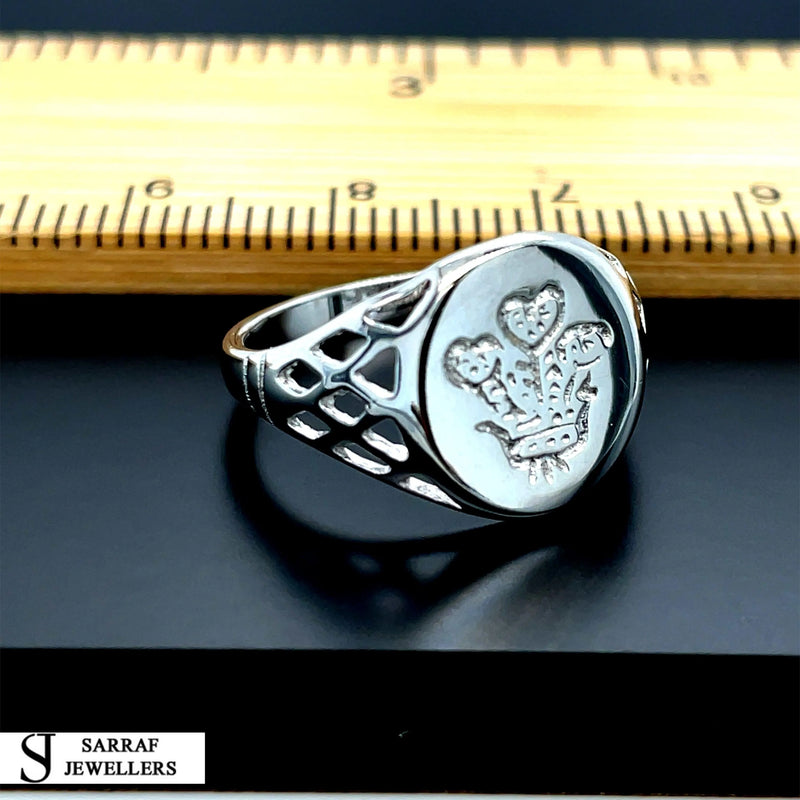 MAIDEN'S PRINCE OF WALES FEATHERS 925 Silver Sterling Signet Ring Lightweight 2.1gr All Sizes Brand NEW* - Sarraf Jewellers