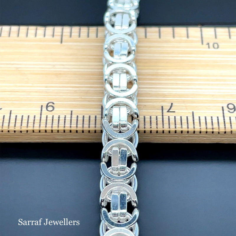 Mens Flat Byzantine Bracelets 925 Sterling Silver Plain Design UK Hallmarked | Shop Online Sarraf Jewellers UK - Sarraf Jewellers