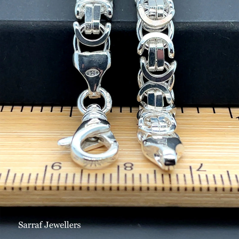 Mens Flat Byzantine Bracelets 925 Sterling Silver Plain Design UK Hallmarked | Shop Online Sarraf Jewellers UK - Sarraf Jewellers