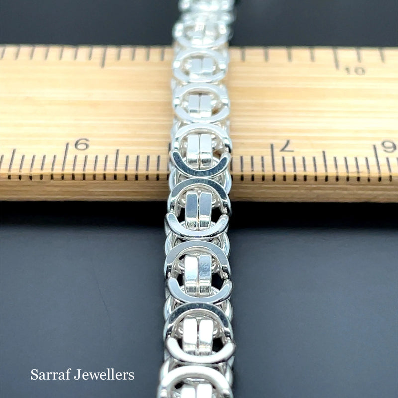 Mens Flat Byzantine Bracelets 925 Sterling Silver Plain Design UK Hallmarked | Shop Online Sarraf Jewellers UK - Sarraf Jewellers