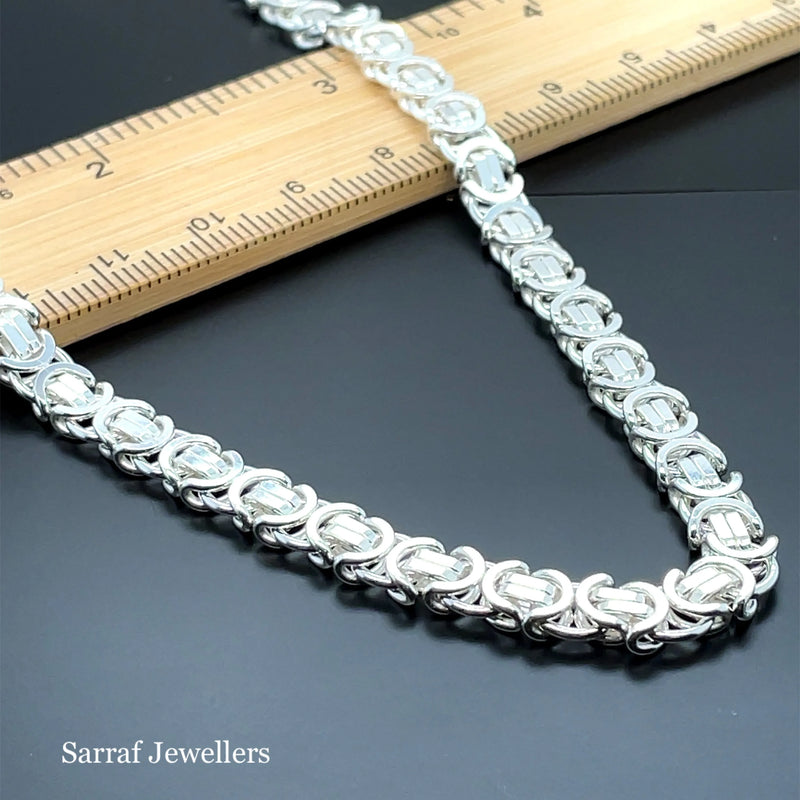 Mens Flat Byzantine Bracelets 925 Sterling Silver Plain Design UK Hallmarked | Shop Online Sarraf Jewellers UK - Sarraf Jewellers