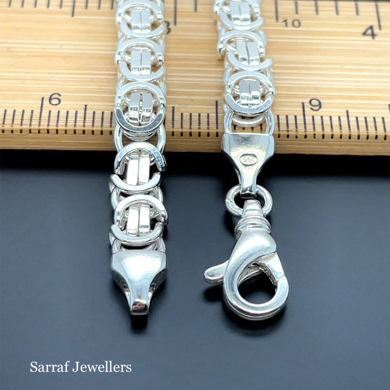 Mens Flat Byzantine Bracelets 925 Sterling Silver Plain Design UK Hallmarked | Shop Online Sarraf Jewellers UK - Sarraf Jewellers