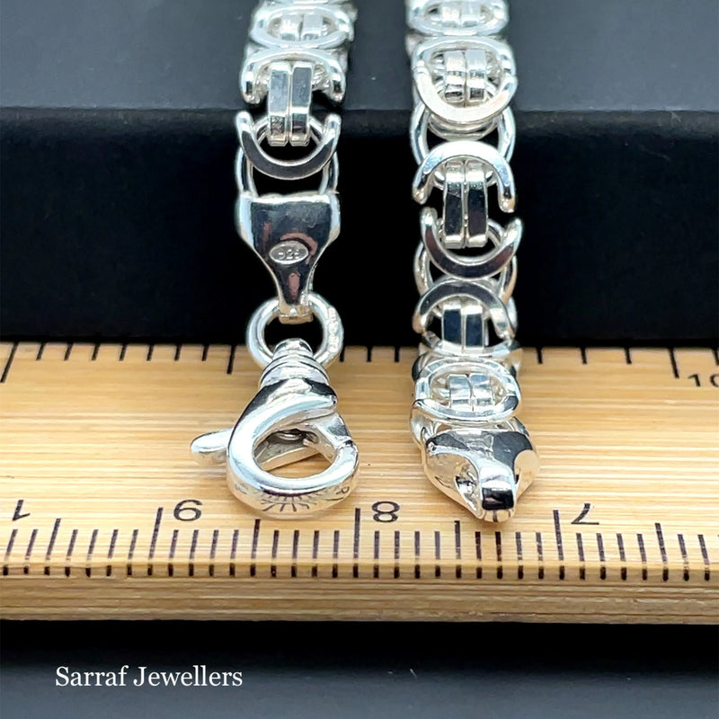 Mens Flat Byzantine Bracelets 925 Sterling Silver Plain Design UK Hallmarked | Shop Online Sarraf Jewellers UK - Sarraf Jewellers