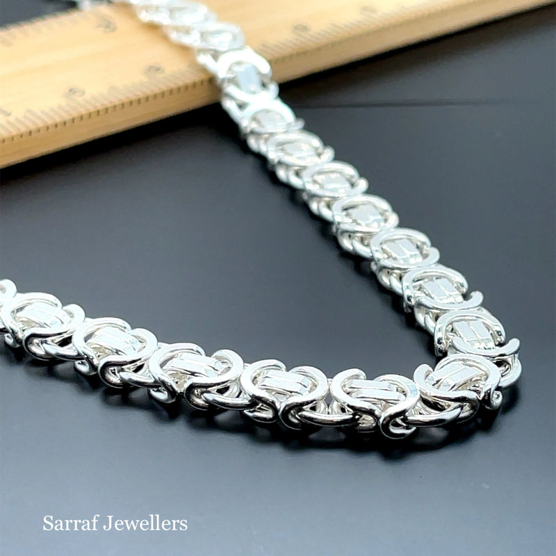 Mens Flat Byzantine Bracelets 925 Sterling Silver Plain Design UK Hallmarked | Shop Online Sarraf Jewellers UK - Sarraf Jewellers