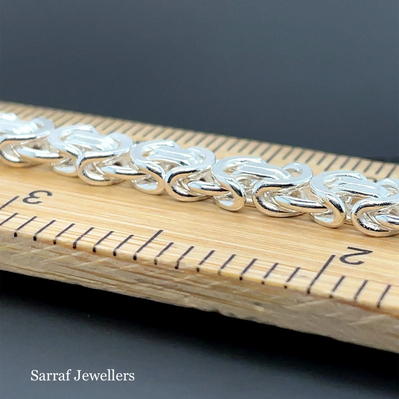 Mens Flat Byzantine Bracelets 925 Sterling Silver Plain Design UK Hallmarked | Shop Online Sarraf Jewellers UK - Sarraf Jewellers