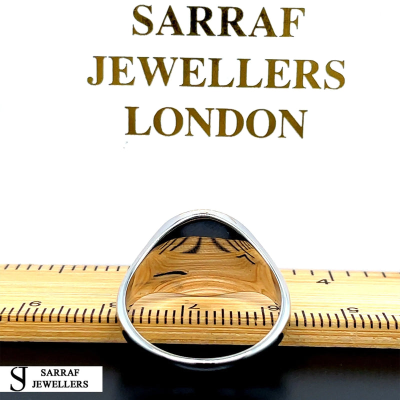 Mens Silver Prince of Wales Ring Welsh Feathers Plain Design UK Hallmarked | Shop Online Sarraf Jewellers UK - Sarraf Jewellers