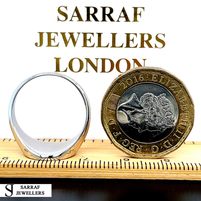 Mens Silver Prince of Wales Ring Welsh Feathers Plain Design UK Hallmarked | Shop Online Sarraf Jewellers UK - Sarraf Jewellers