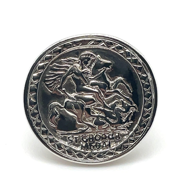 Mens Silver St. George Ring Dragon Slayer Plain Design UK Hallmarked | Shop Online Sarraf Jewellers UK - Sarraf Jewellers