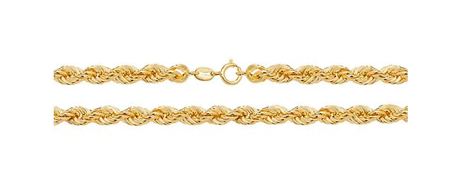 Rope Chain 9ct Yellow Gold Necklace-5mm | Shop Online Sarraf Jewellers - Sarraf Jewellers