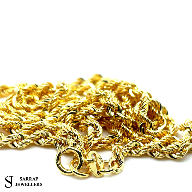 Rope Necklace 9ct Yellow Gold Chain | Shop Online Sarraf Jewellers - Sarraf Jewellers